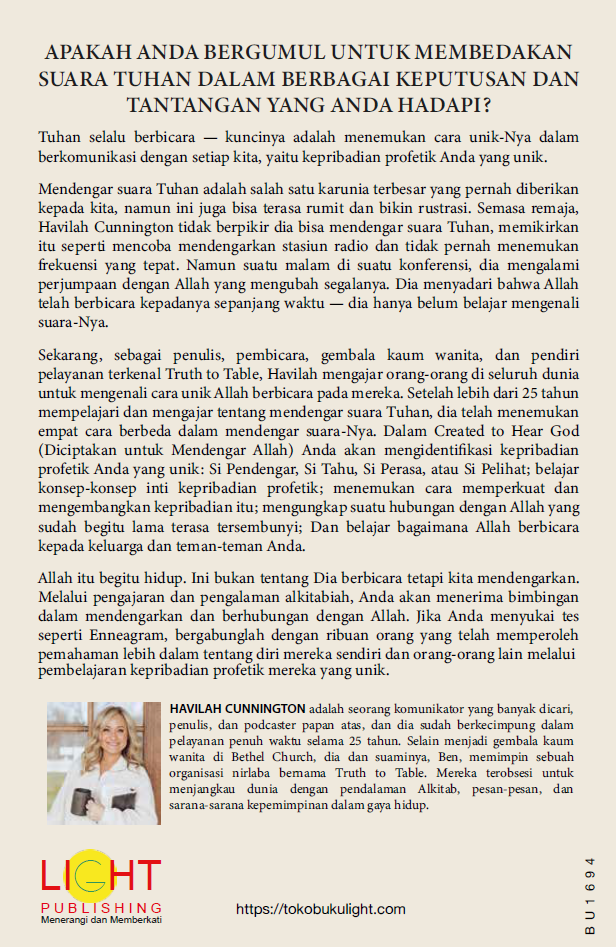 Buku Diciptakan untuk Mendengar Allah - Created to Hear God oleh Havilah Cunnington