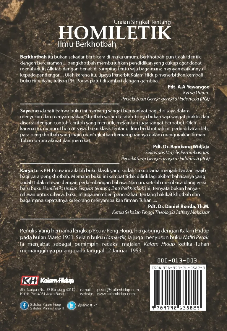 Buku Uraian Singkat Tentang Homiletik Ilmu Berkhotbah oleh P.H. Pouw