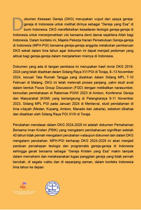 Buku Dokumen Keesaan Gereja - Persekutuan Gereja-gereja di Indonesia (DKG-PGI) 2024-2029 oleh 