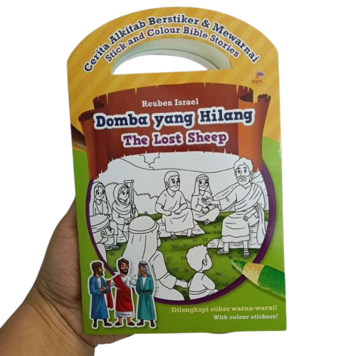 Buku Cerita Alkitab Berstriker & Mewarnai - Domba yang hilang (The Lost Sheep) - Bilingual oleh Reuben Israel