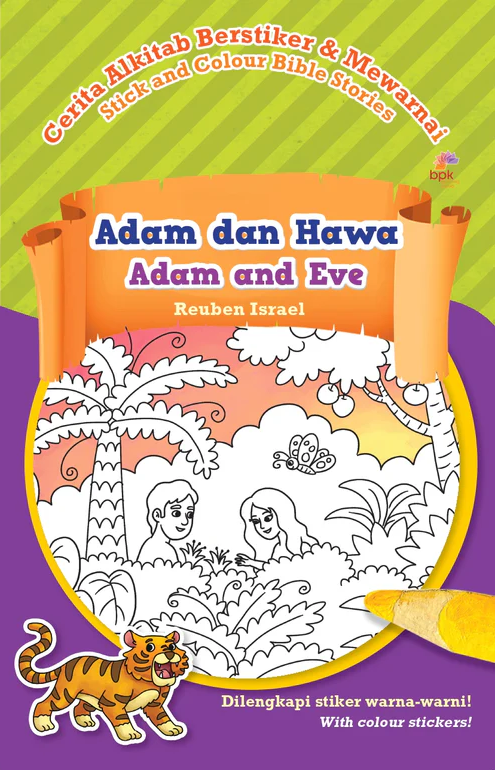 Buku Cerita Alkitab Berstriker & Mewarnai - Adam dan Hawa (Adam And Eve) - Bilingual oleh Reuben Israel
