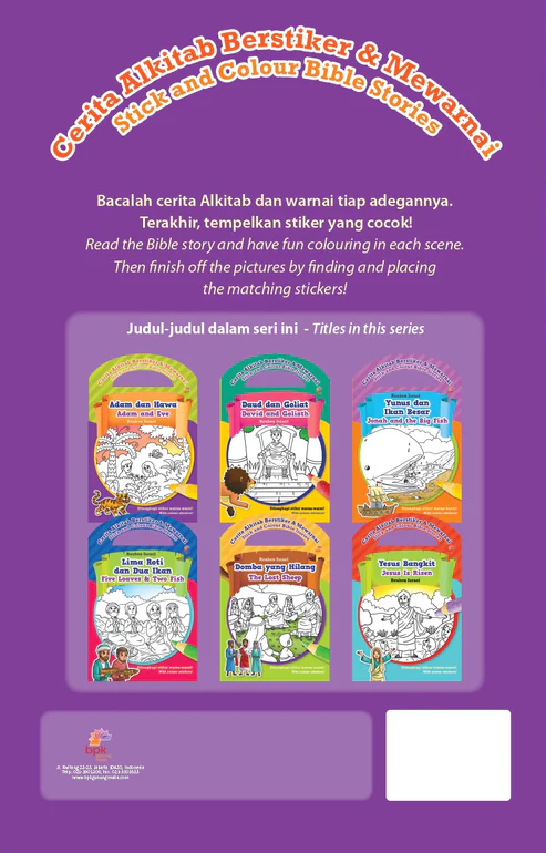 Buku Cerita Alkitab Berstriker & Mewarnai - Adam dan Hawa (Adam And Eve) - Bilingual oleh Reuben Israel