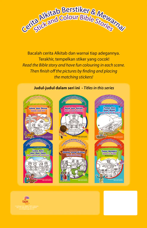 Buku Cerita Alkitab Berstriker & Mewarnai - Daud dan Goliat (David and Goliath) - Bilingual oleh Reuben Israel