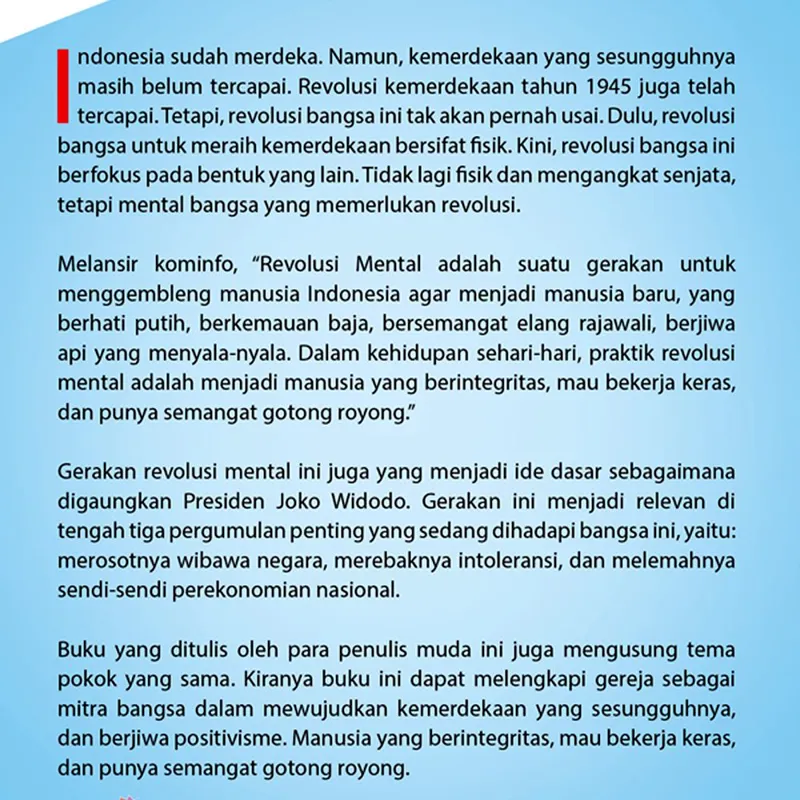 Buku Revolusi Mental - Mewujudkan Generasi yang Berintegritas, Bekerja Keras, dan Gotong Royong oleh Yudha Adi Putra